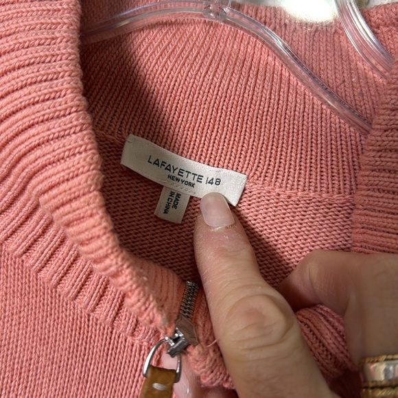 LaFayette 148 New York Pink Salt Mélange Zip Front Cardigan Sweater Size XXL - Picture 13 of 15